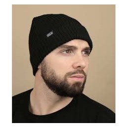 FISHERMANS ROLLED BEANIE - BLACK