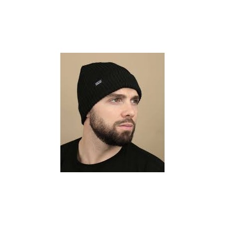 FISHERMANS ROLLED BEANIE - BLACK