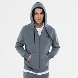 M OPEN GATE FULL ZIP HOODIE -MID GREY HTR/BLK