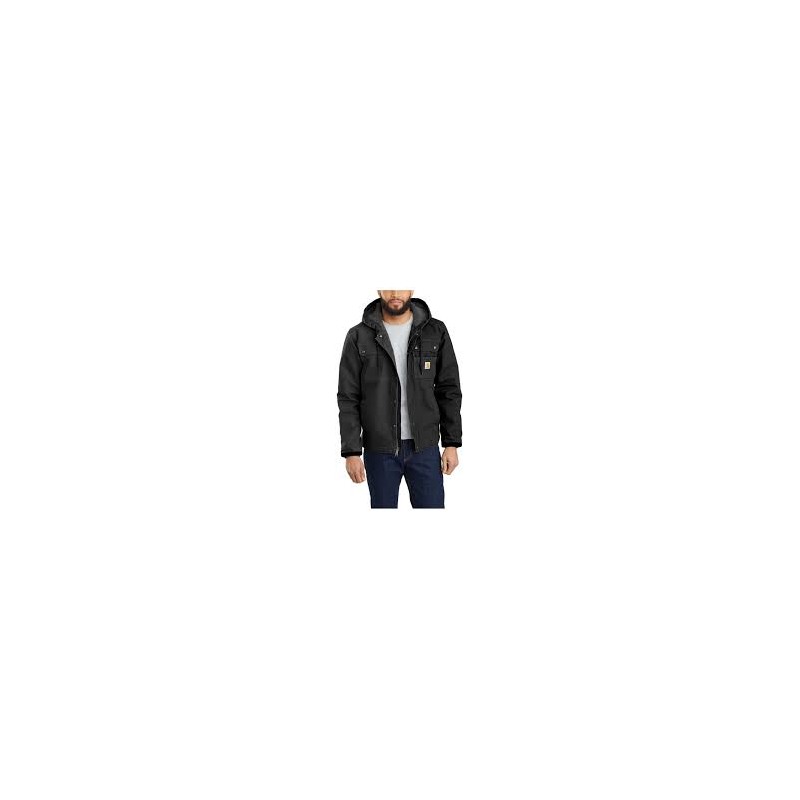 Relaxed Fit Washed Duck Sherpa-Lined Utility Jacket - BLK