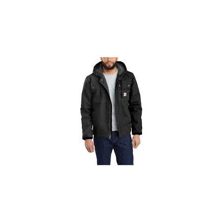 Relaxed Fit Washed Duck Sherpa-Lined Utility Jacket - BLK